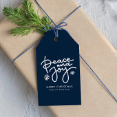 Navy Peace and Joy Holiday Cadeaulabel
