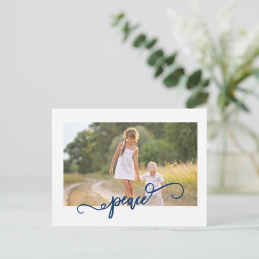 Navy Peace Kerstmis Briefkaart (Staand voorkant)