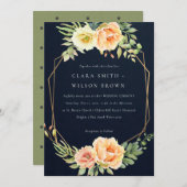 NAVY PEACH DESERT SUCCULENT CACTI FOLIAGE WEDDING KAART (Voorkant / Achterkant)