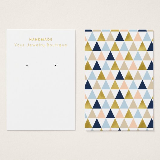 Navy Peach Gold Geometric Earring Display Cards Visitekaartje (Voorkant /achterkant)