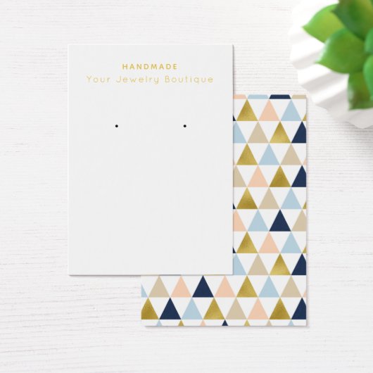 Navy Peach Gold Geometric Earring Display Cards Visitekaartje (Bureau)