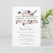 Navy Peach Pink Floral Spring Vrijgezellenfeest Kaart (Staand voorkant)