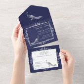 Navy Peacock bloeit in één uitnodiging (Afscheurbaar)