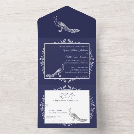 Navy Peacock bloeit in één uitnodiging (Binnen)