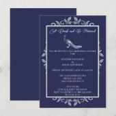 Navy Peacock Flourish Rehearsal Dinner Invitation Kaart (Voorkant / Achterkant)