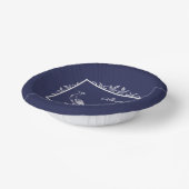 Navy Peacock Flourish Wedding Shower Paper Bowls Papieren Kommen (Gebogen)