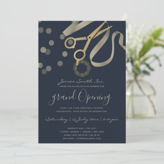 NAVY PEARL SILVER RIBBON CUTTING OPENEN KAART (Staand voorkant)