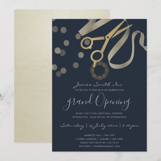 NAVY PEARL SILVER RIBBON CUTTING OPENEN KAART (Voorkant / Achterkant)