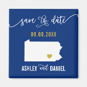 Navy Pennsylvania Wedding Save the Date Map Magneet (Voorkant)