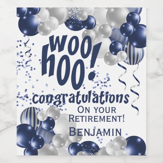 Navy pensioen gefeliciteerd wijn etiket (Enkel label)