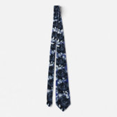 Navy Peonies Dusty Blue Greenery Wedding Stropdas (Achterkant)