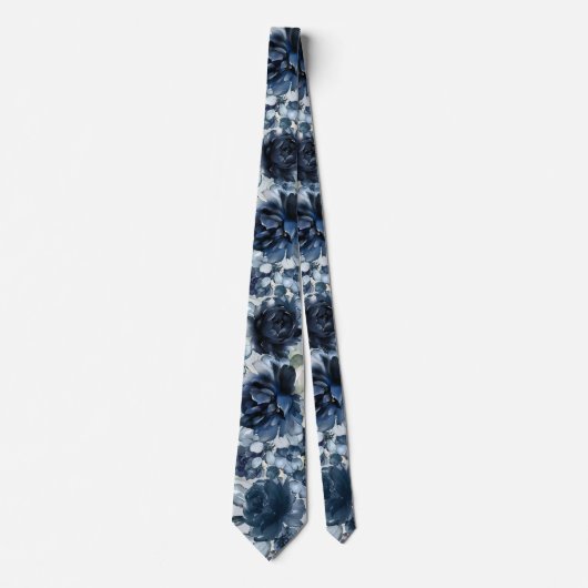 Navy Peonies Greenery Wedding Stropdas (Voorkant)