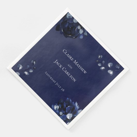 Navy Peony Assembly 8" Square Dinner Napkins Servet (Hoek)