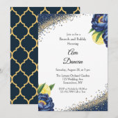 Navy Peony Citrus Geschilderd Bloemen Brunch & Bub Kaart (Voorkant / Achterkant)