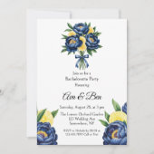 Navy Peony Citrus Paint Floral Bachelorette Party Kaart (Voorkant)