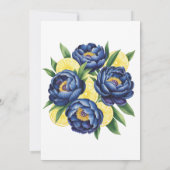 Navy Peony Citrus Paint Floral Bruidsmeisje Lunche Kaart (Achterkant)