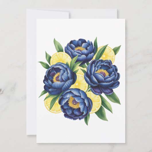 Navy Peony Citrus Paint Floral Bruidsmeisje Lunche Kaart (Achterkant)