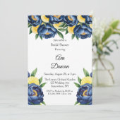 Navy Peony Citrus Painted Floral Vrijgezellenfeest Kaart (Staand voorkant)
