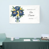 Navy Peony Citrus Waterverf Floral Vrijgezellenfee Spandoek (Beurs)
