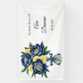 Navy Peony Citrus Waterverf Floral Vrijgezellenfee Spandoek (Verticaal)