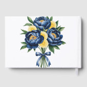 Navy Peony Citrus Waterverf Floral Wedding Gastenboek (Achterkant)