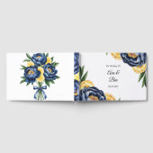 Navy Peony Citrus Waterverf Floral Wedding Gastenboek (Volledig)