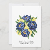 Navy Peony Citrus Waterverf Floral Wedding Kaart (Achterkant)