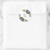 Navy Peony Citrus Waterverf Floral Wedding Ronde Sticker (Tas)