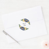 Navy Peony Citrus Waterverf Floral Wedding Ronde Sticker (Envelop)