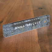 Navy Peony Floral Feminine Elegant, donker Naambordje (Zijkant)