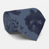 Navy Peony op marineblauw legant huwelijk Stropdas (Opgerold)