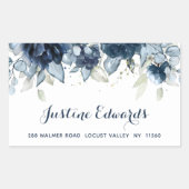 Navy Peony Silver Dusty Blue Eucalyptus Rechthoekige Sticker (Voorkant)