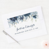 Navy Peony Silver Dusty Blue Eucalyptus Rechthoekige Sticker (Envelop)