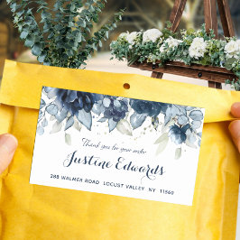 Navy Peony Silver Dusty Blue Eucalyptus Rechthoekige Sticker