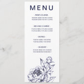 Navy Peony Simple Menu Kaart (Voorkant)