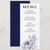 Navy Peony Simple Menu Kaart (Voorkant / Achterkant)