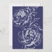 Navy Peony Simple Wedding Invitation Kaart (Achterkant)