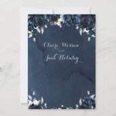 Navy Peony Wedding Invitation Kaart (Achterkant)