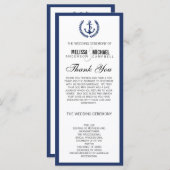 Navy Perfect Chevron / Zig Zag Trouwprogramma Programmakaart (Voorkant / Achterkant)