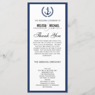 Navy Perfect Chevron/Zig Zag Wedding Programme Programmakaart