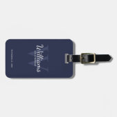 Navy Personaliseer Groomsmen's naam en Monogram Bagagelabel (Voorkant horizontaal)