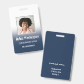 Navy Personalized Employee Company ID Badge (Voor- en achterkant)