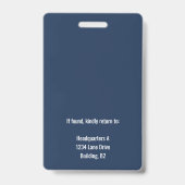 Navy Personalized Employee Company ID Badge (Achterkant)
