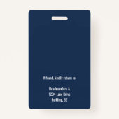 Navy Personalized Employee Company ID Badge (Achterkant)