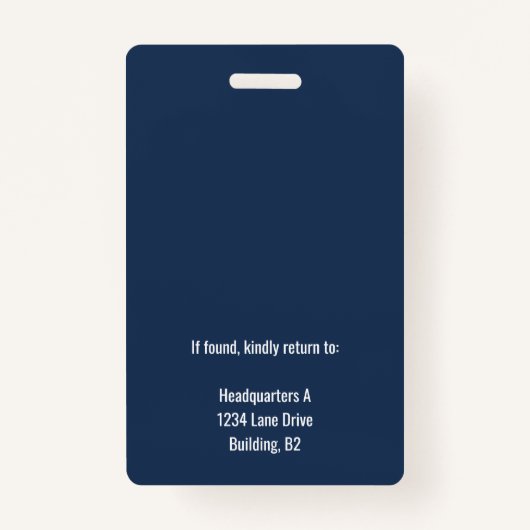 Navy Personalized Employee Company ID Badge (Achterkant)