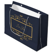 Navy Personalized Large Gift Bag Groot Cadeauzakje (Voorkant Gekanteld)
