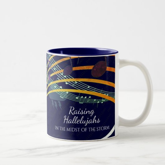 Navy Personalized RAISE HALLELUJAH Christelijk Tweekleurige Koffiemok (Rechts)