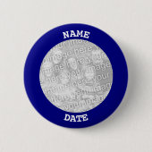 Navy Personalized Round Photo Lijst Ronde Button 5,7 Cm (Voorkant)