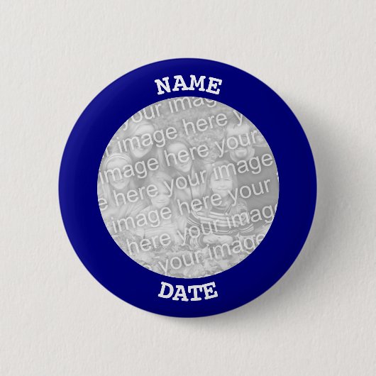 Navy Personalized Round Photo Lijst Ronde Button 5,7 Cm (Voorkant)