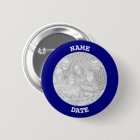 Navy Personalized Round Photo Lijst Ronde Button 5,7 Cm (Voorkant /achterkant)